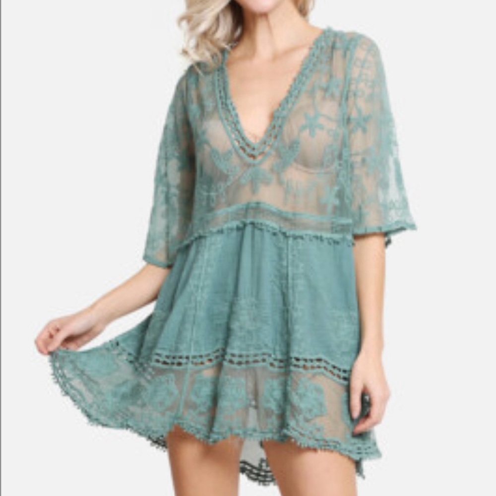 Embroidered Lace Swimwear Cover ups
Tunic Dress